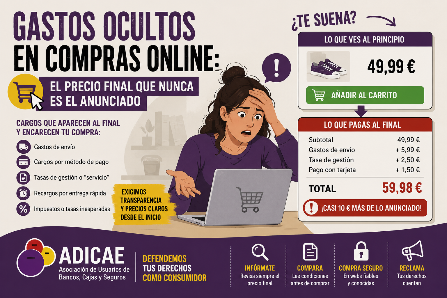 Gastos ocultos en compras online: el precio final que nunca es el anunciado